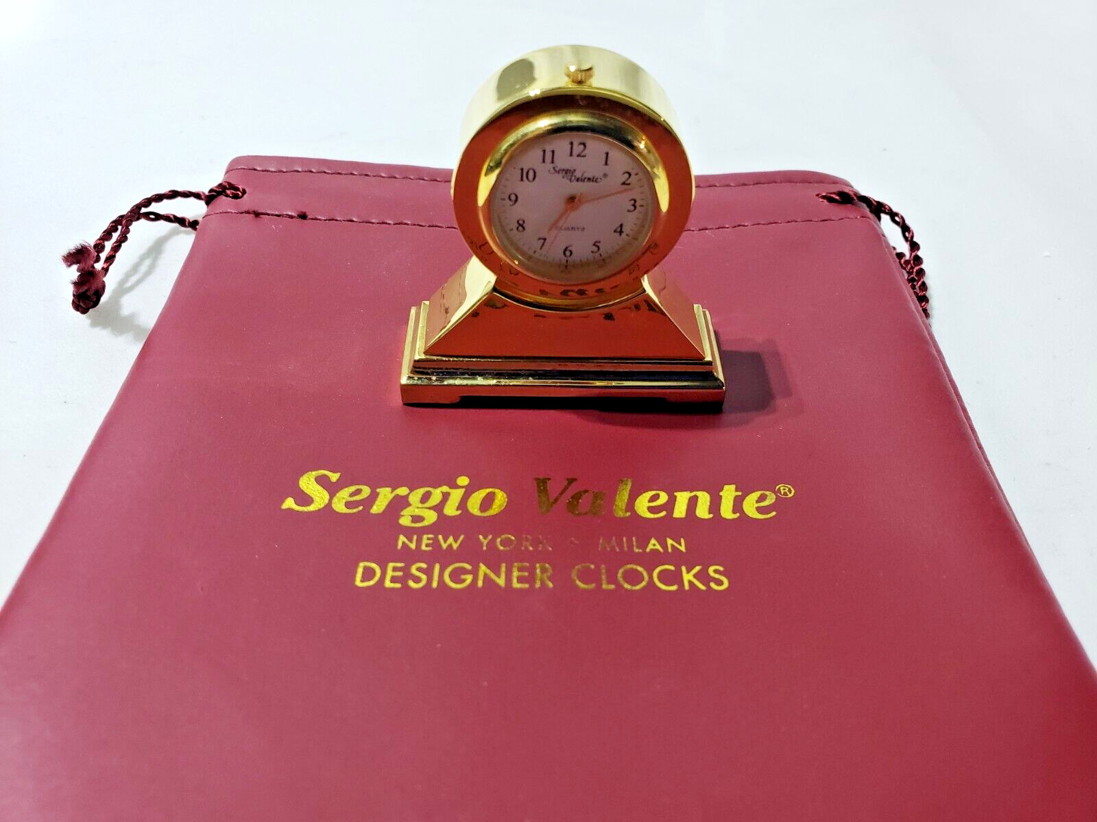 New Sergio Valente Miniature Clock w/Valente Bag