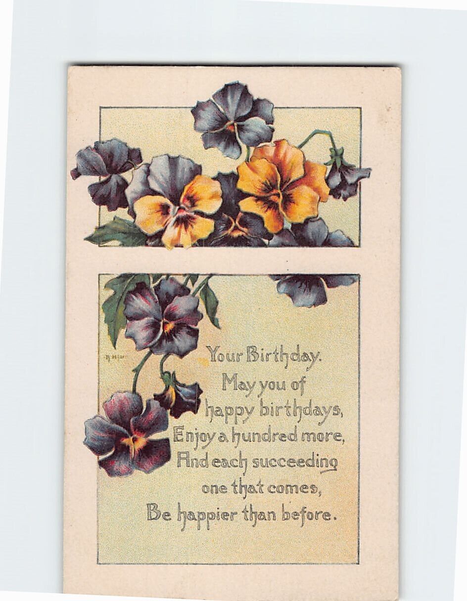 Postcard Birthday Greeting Flower Art Print