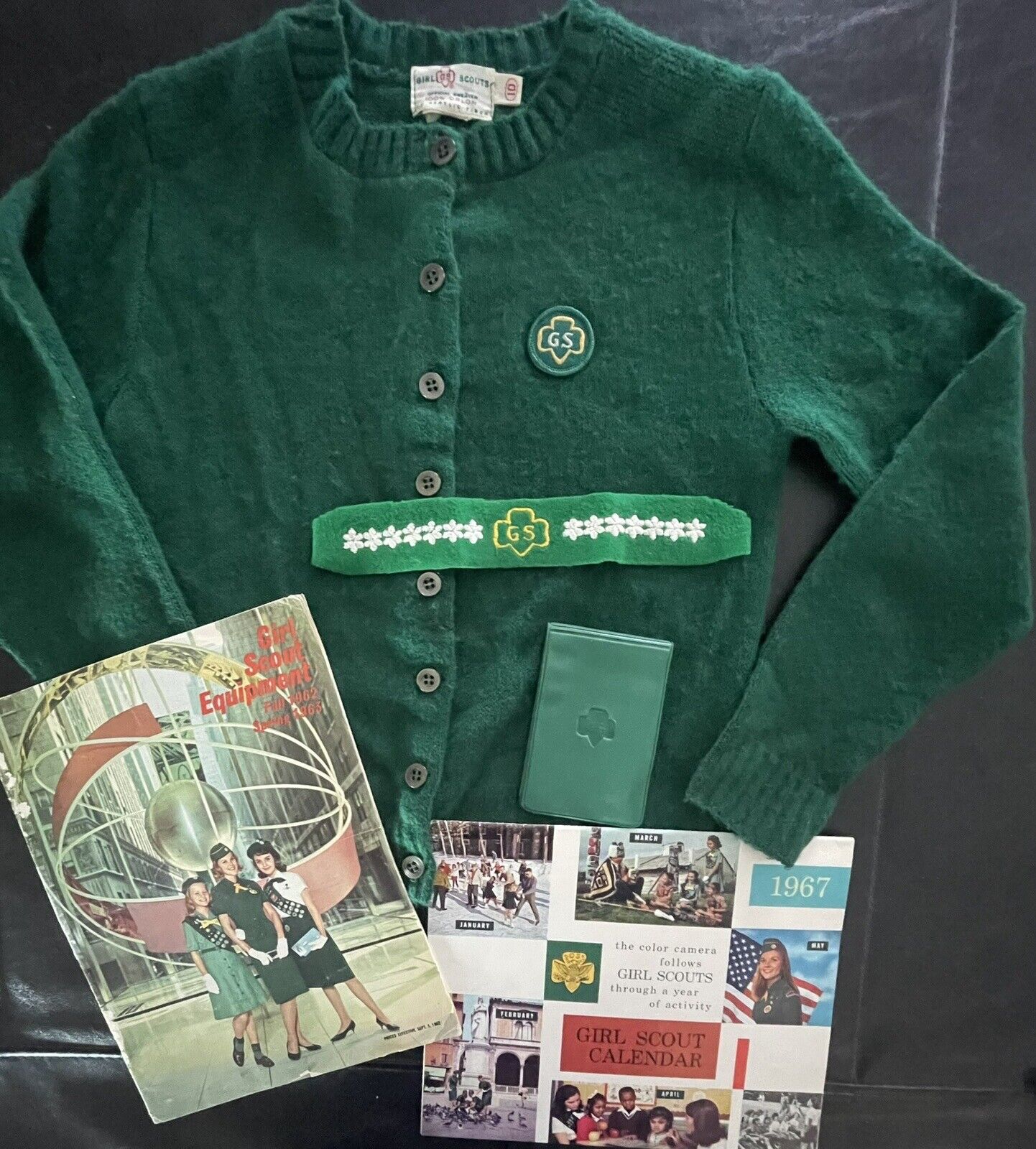 REDUCED Vintage 1962 GIRL SCOUT SWEATER-HAIRBAND-‘61/62 CATALOG-1967 CALENDAR