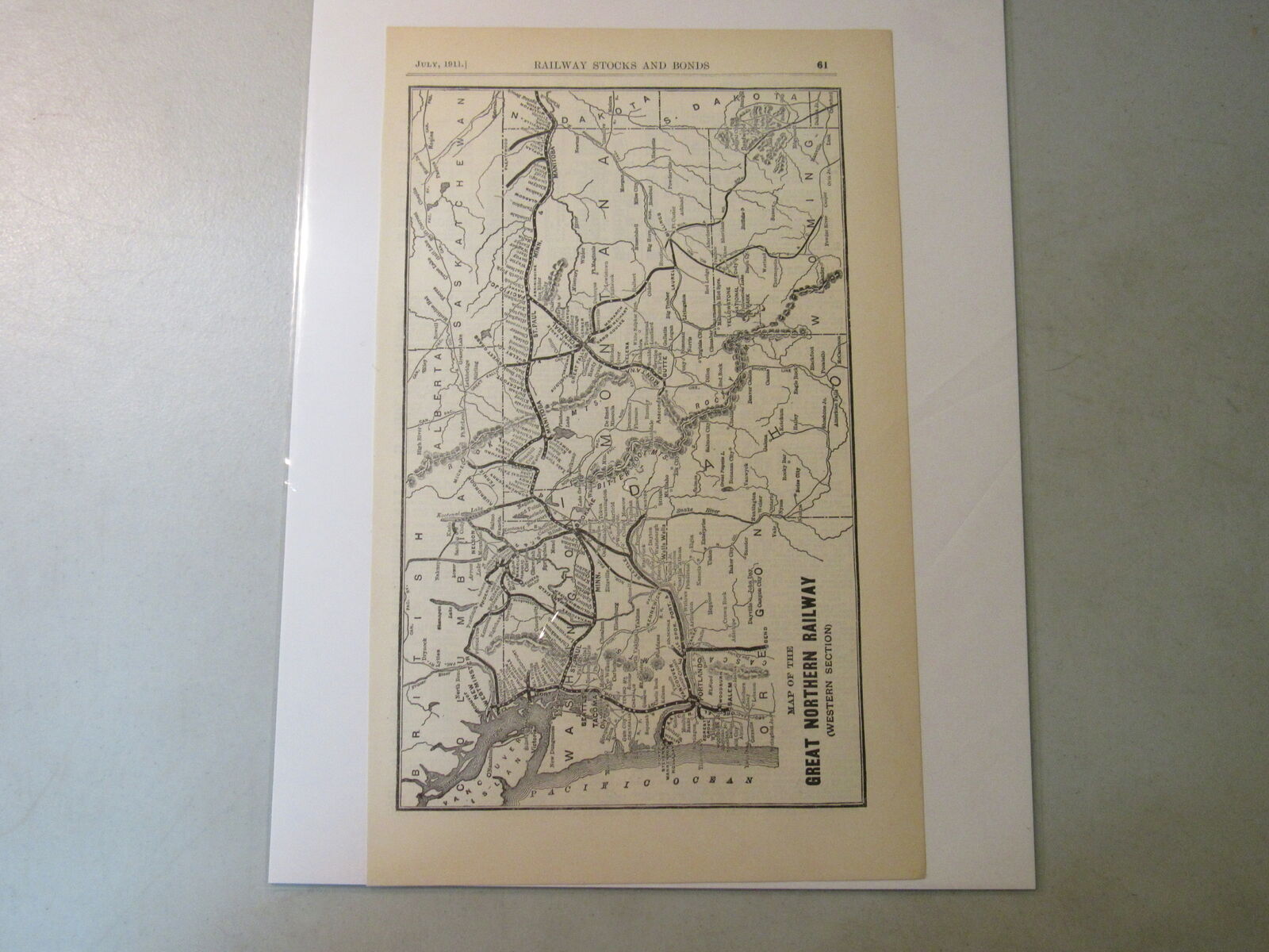 Original map of the Great Nothern Railway (Western Section) ~ 1911