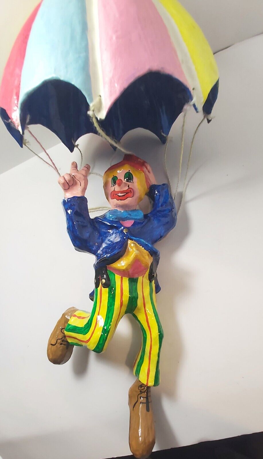 Vintage 1973 Paper Mache Large Clown Parachute With The Peace Sign...
