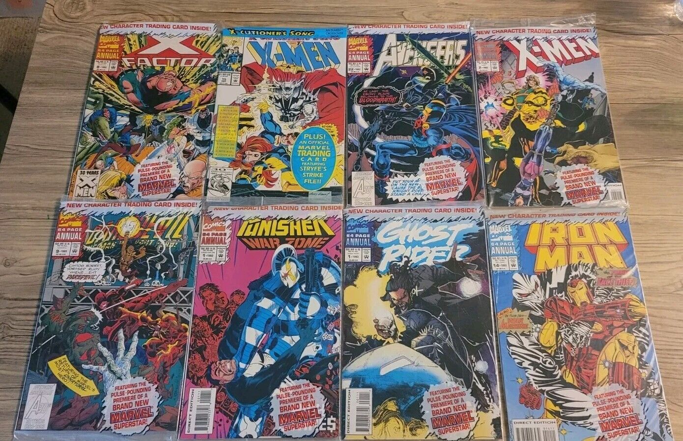 Sealed Marvel Comics w/ Cards Lot Of 8 High Grade  X Men Avengers Vintage NM