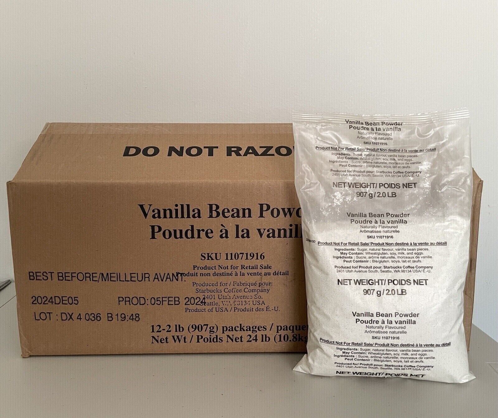 Starbucks Vanilla Bean Powder, Box of 12 Bags ($12.50/bag), BB: December 2024