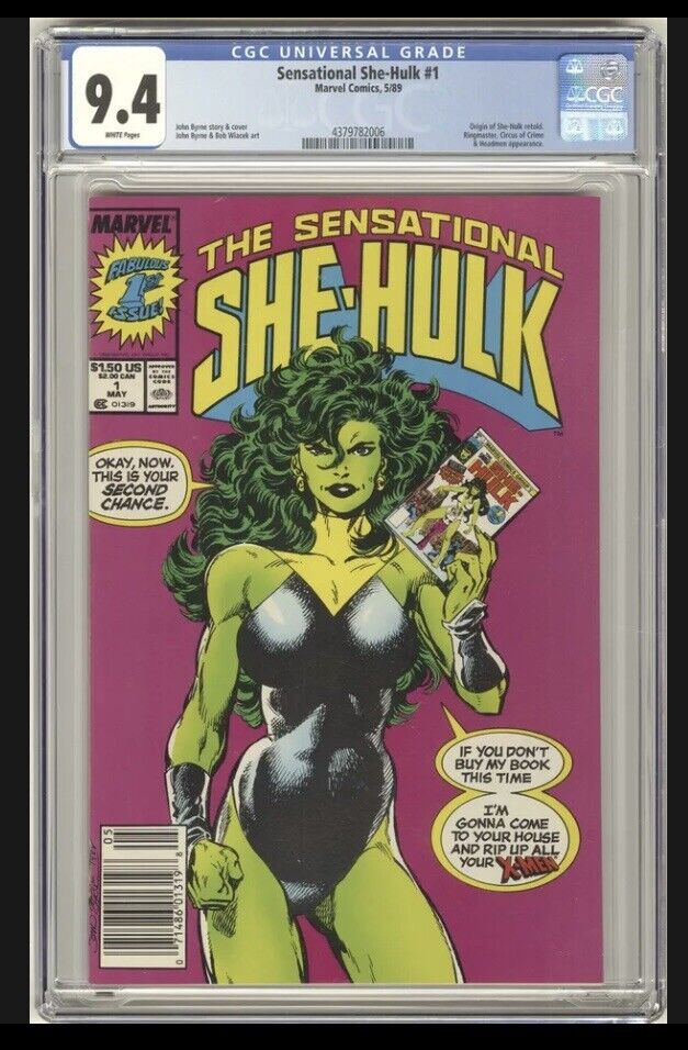 The Sensational She-Hulk #1 CGC 9.4 Newsstand variant John Byrne cover Key
