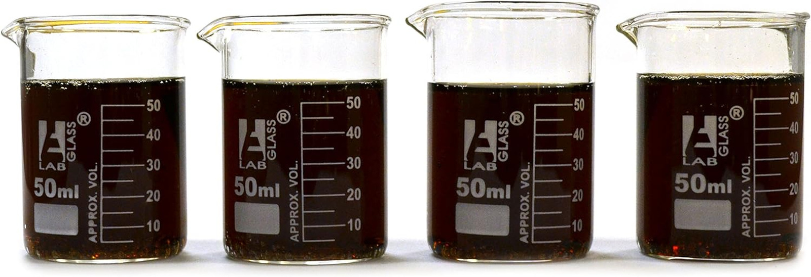 4PK Lab Beaker Shot Glasses, 1.6Oz / 50Ml - Borosilicate Glass - Chemistry Shot 