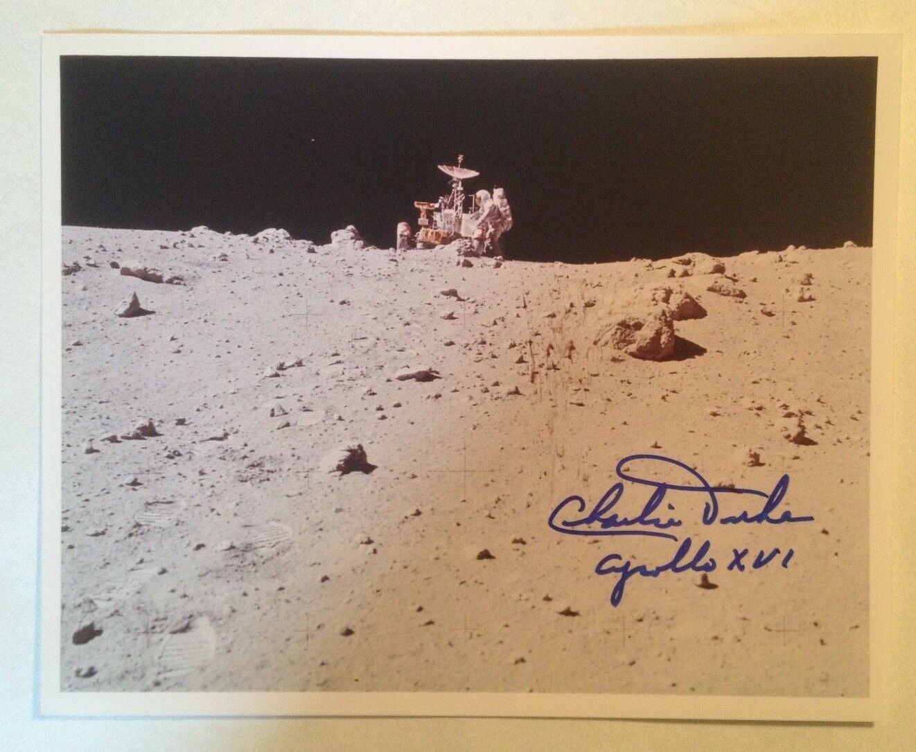 Astronaut Charlie Duke Signed Photograph on the Moon with Lander (Apollo 16)