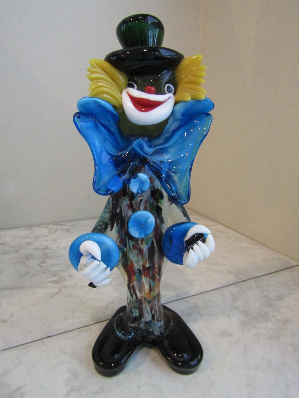 Vintage Murano Italian Glass Clown Musician with Guitar Figurine Scorpion Hat