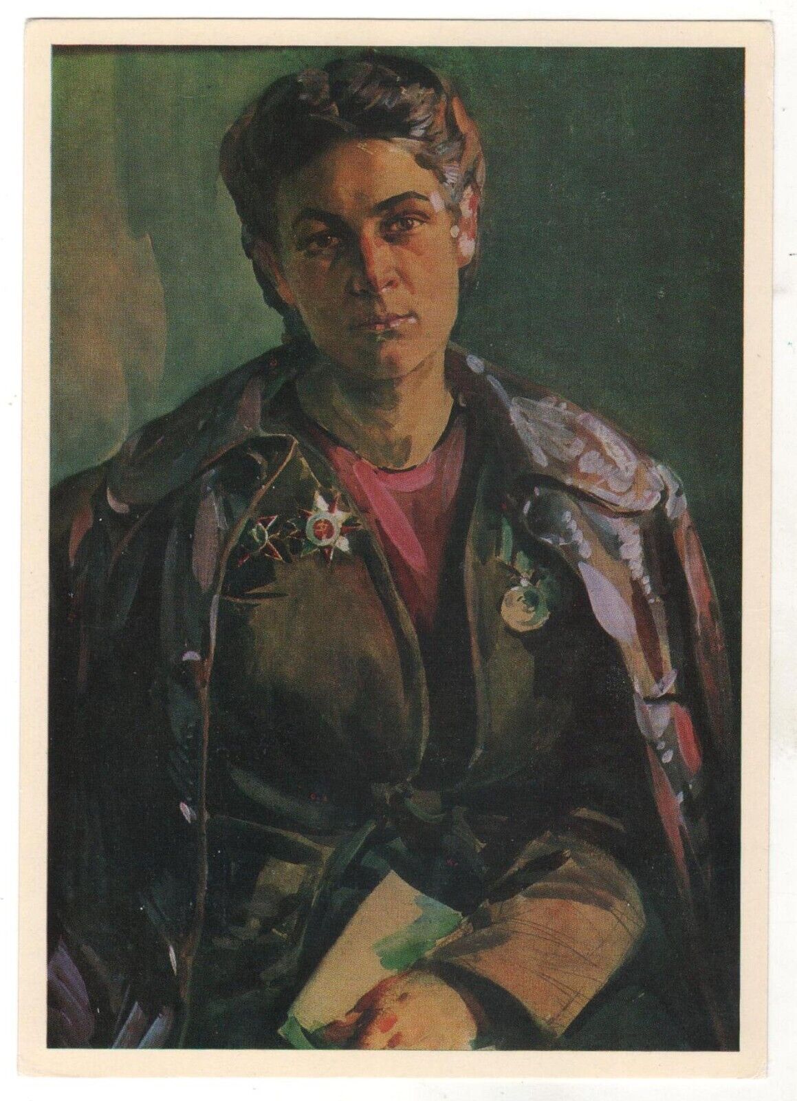 1950s Portrait of partisan Maya HERO PATRIOTIC WAR WWII Ukraine Postcard OLD
