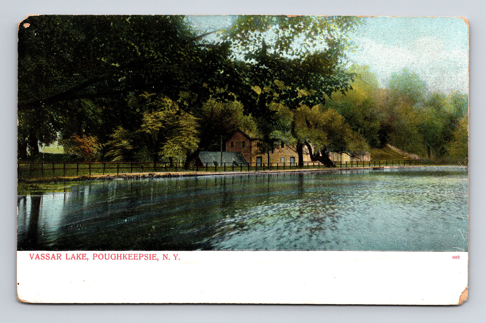 AC Bosselman View of Vassar Lake Poughkeepsie New York NY Postcard