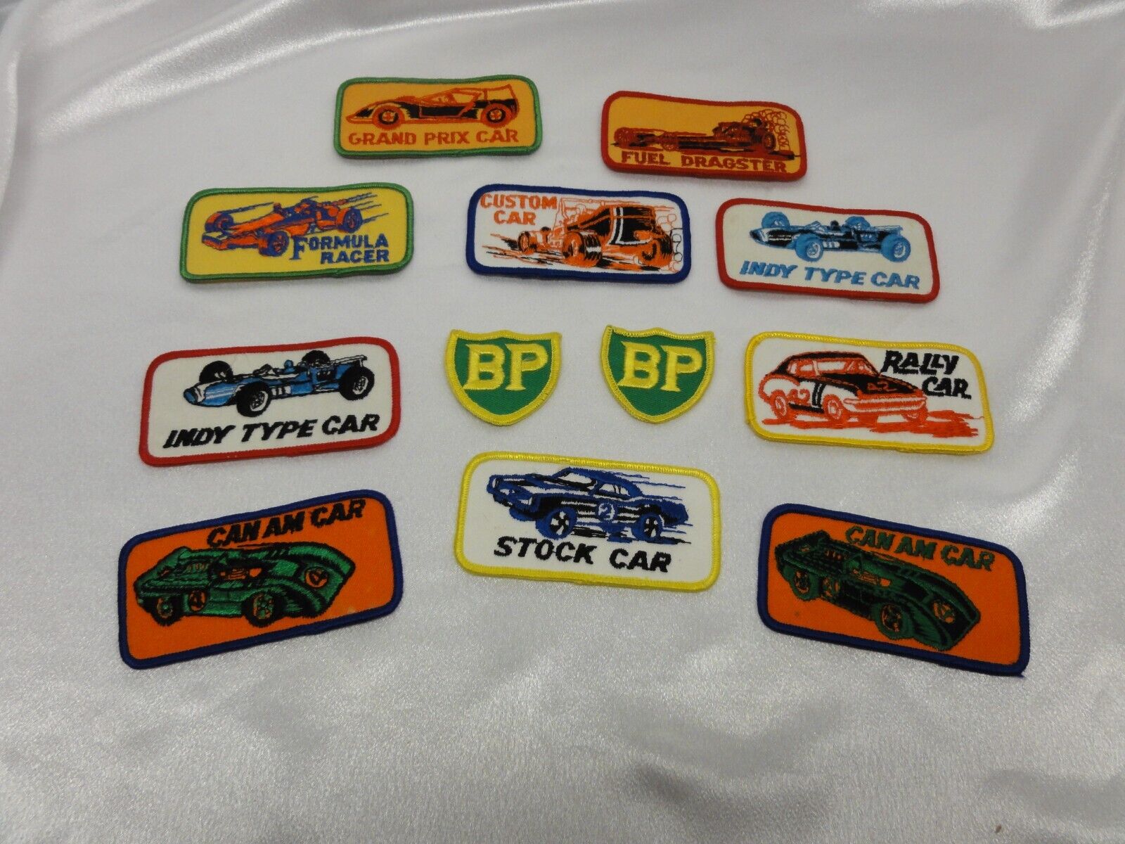 12 Original 1960s 1970s BP Racing Emblem Set Sew On Patches Indy Can Am Stock #B