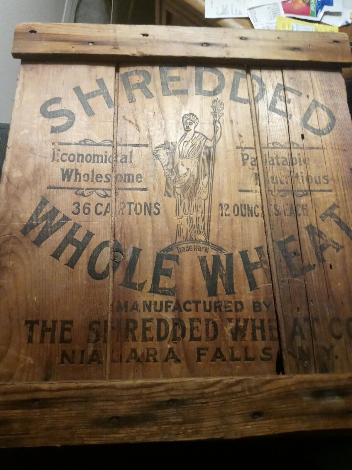 Antique Wood Sign Shredded Whole Wheat,  Niagara Falls, NY 15 x 18
