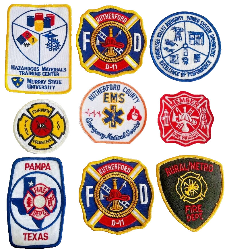 Firefighter PATCH LOT OF 9 Fabric Uniform Patches EMT Medic Fire Department