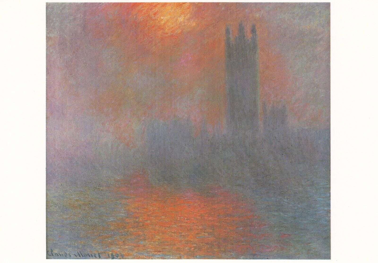 Art Postcard Claude Monet London Houses Parliament Sunset Museum d\'Orsay Paris