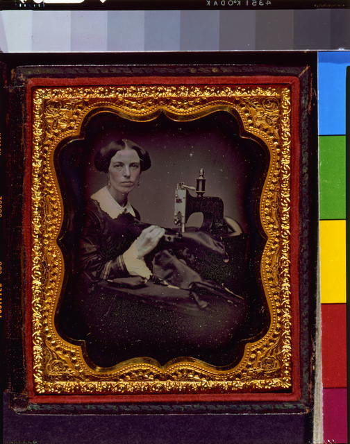 Occupational Portrait,Woman working at sewing machine,c1853,Domestic Life