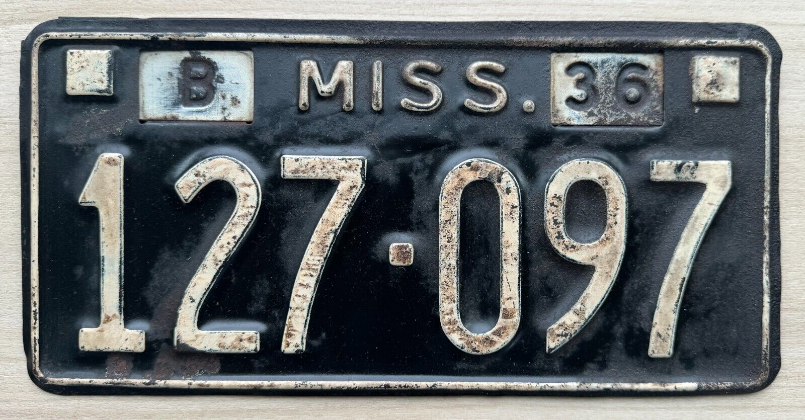 1936 Mississippi License Plate - Nice Original Paint