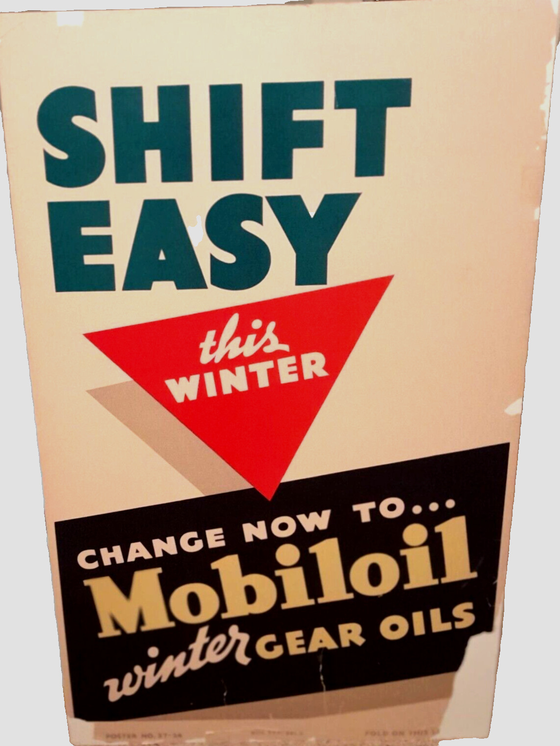 poster on foamcore MOBILOIL circa 1938 VINTAGE ADVERTISING 28x44 inches HUGE