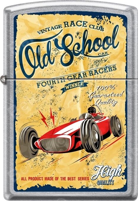 Zippo Old School Vintage Fourth Gear Race Club Street Chrome WindProof Lighter