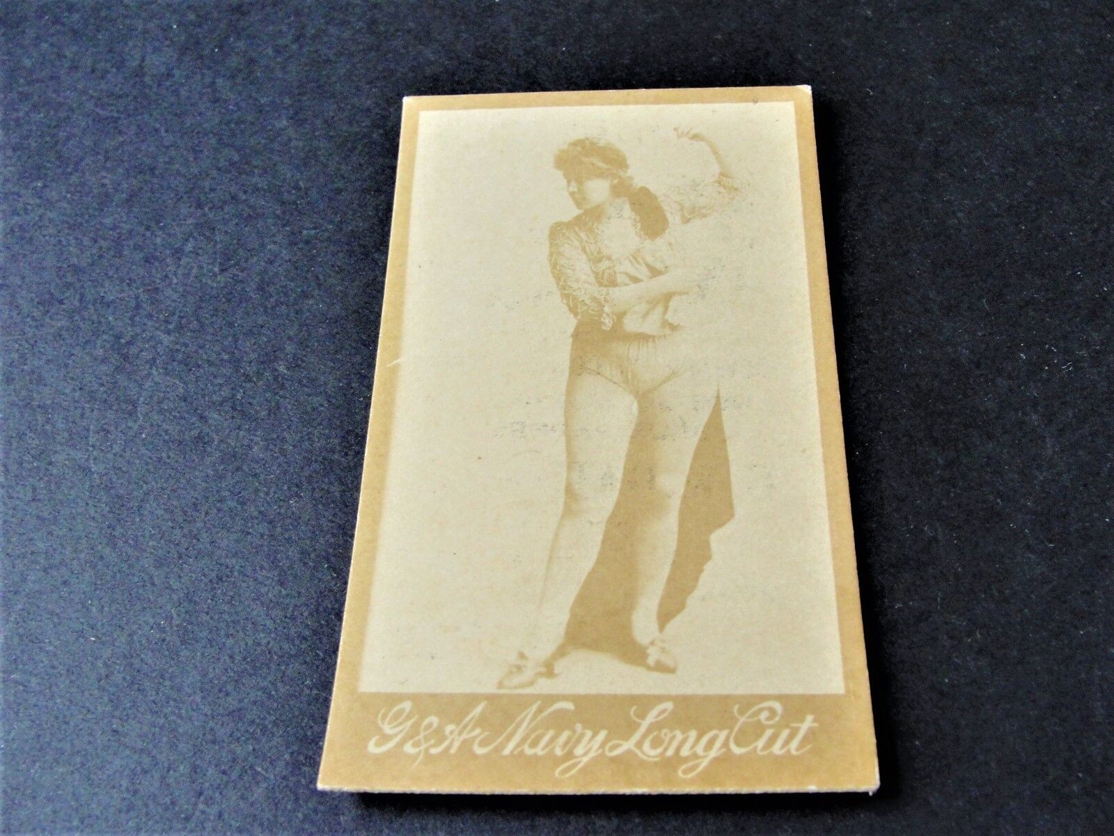  1880s G.W. Gail & Ax\'s Navy Tobacco Card with black & white image of lady. 