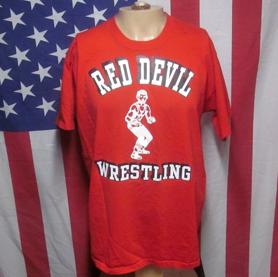 ARLINGTON HIGH SCHOOL wrestling Ohio tee XL Red Devils T shirt vtg OHSAA