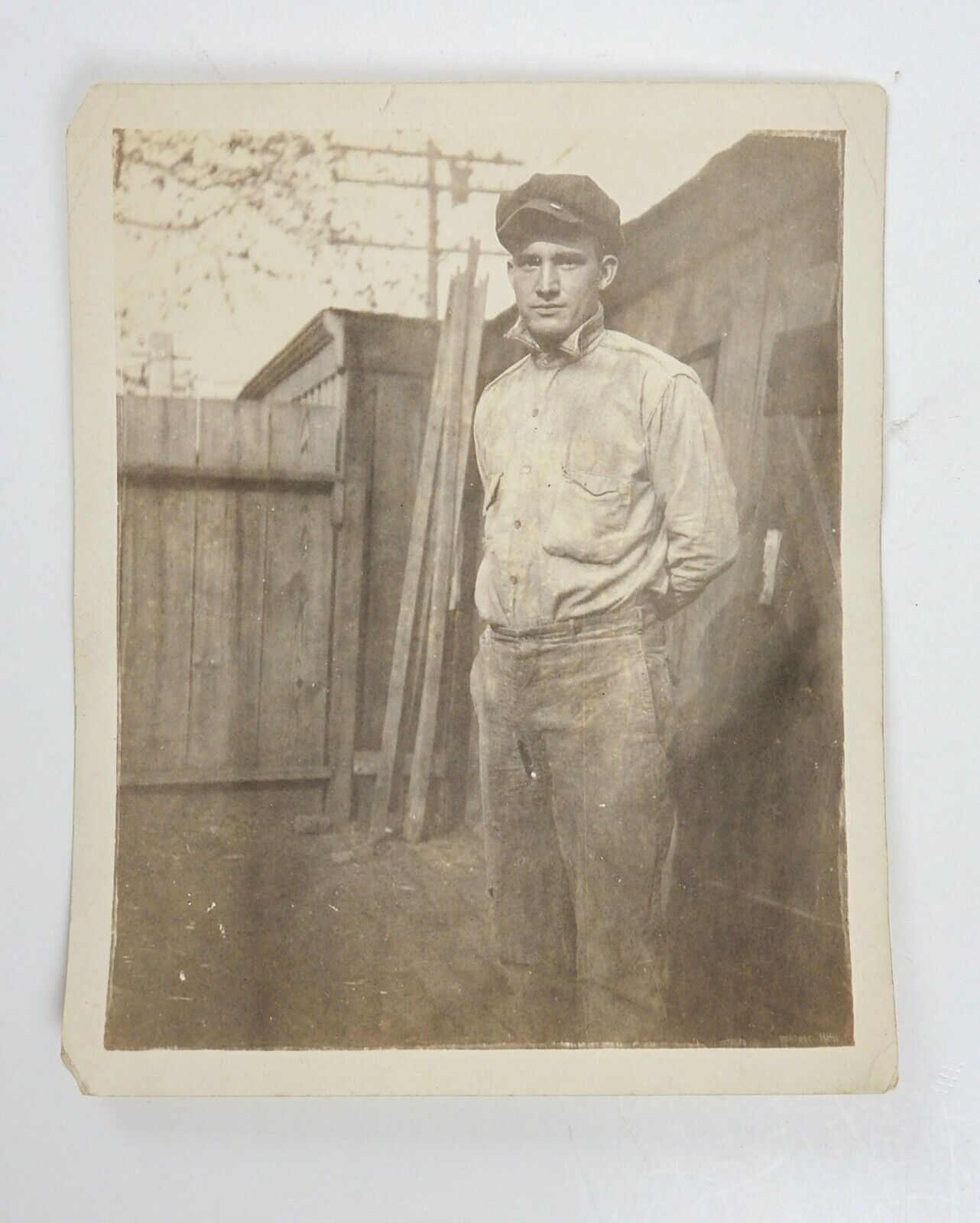 Vintage 1930s Snapshot Photograph Handsome Dirty Working Man