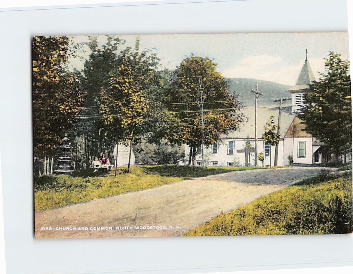 Postcard Church And Common, North Woodstock, New Hampshire