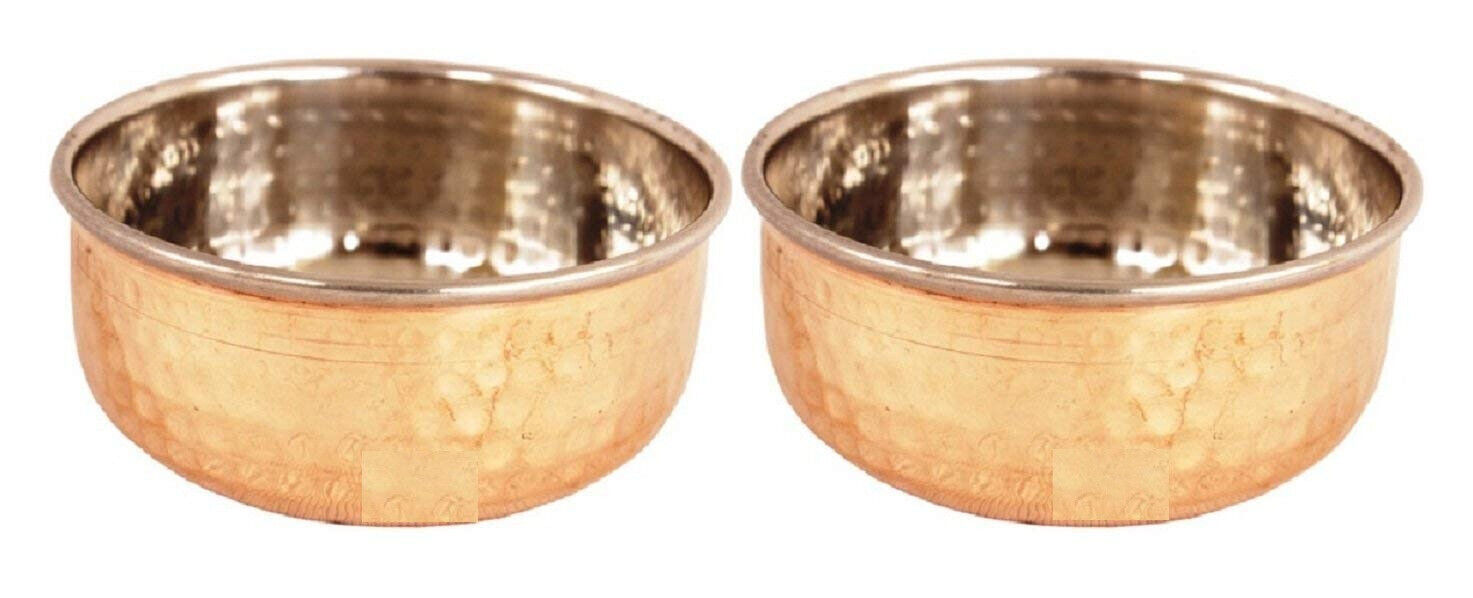 Traditional Round Shaped Steel Copper Bowl For Serveware 145Ml Each Set Of 2