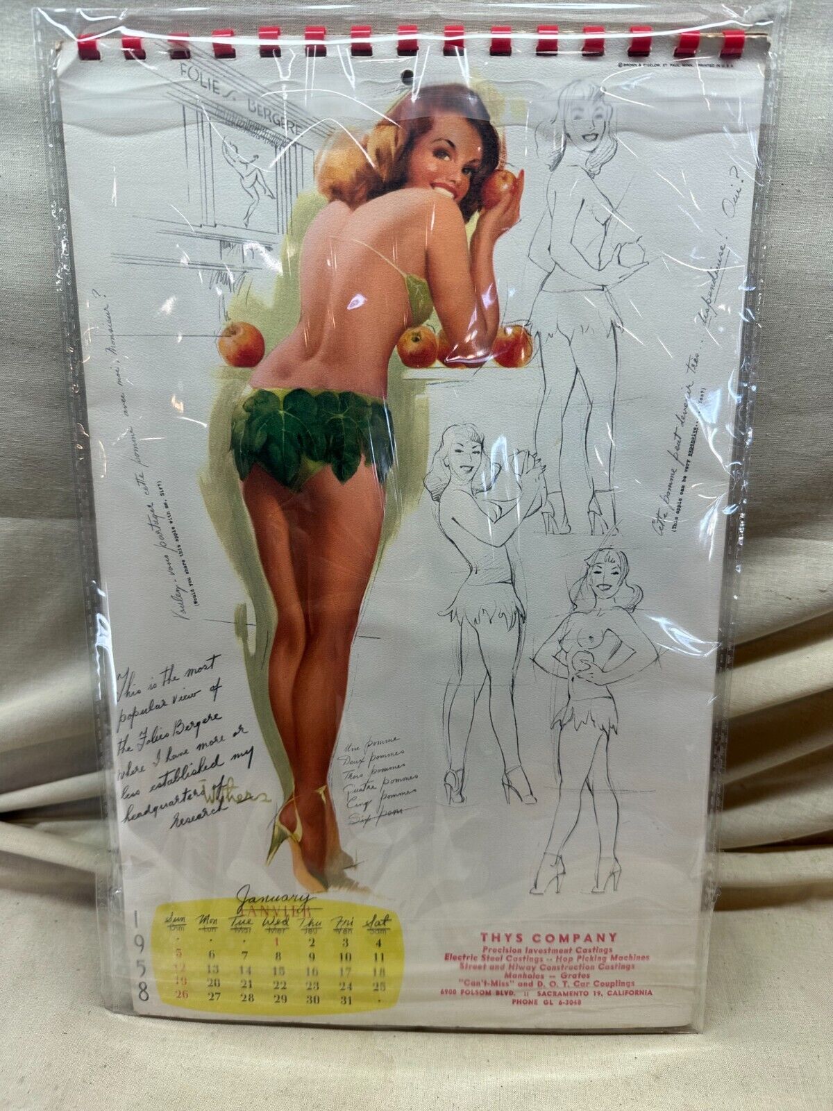 Vintage 1958 Pin-Up Calendar Sketch Pad By Ted Withers