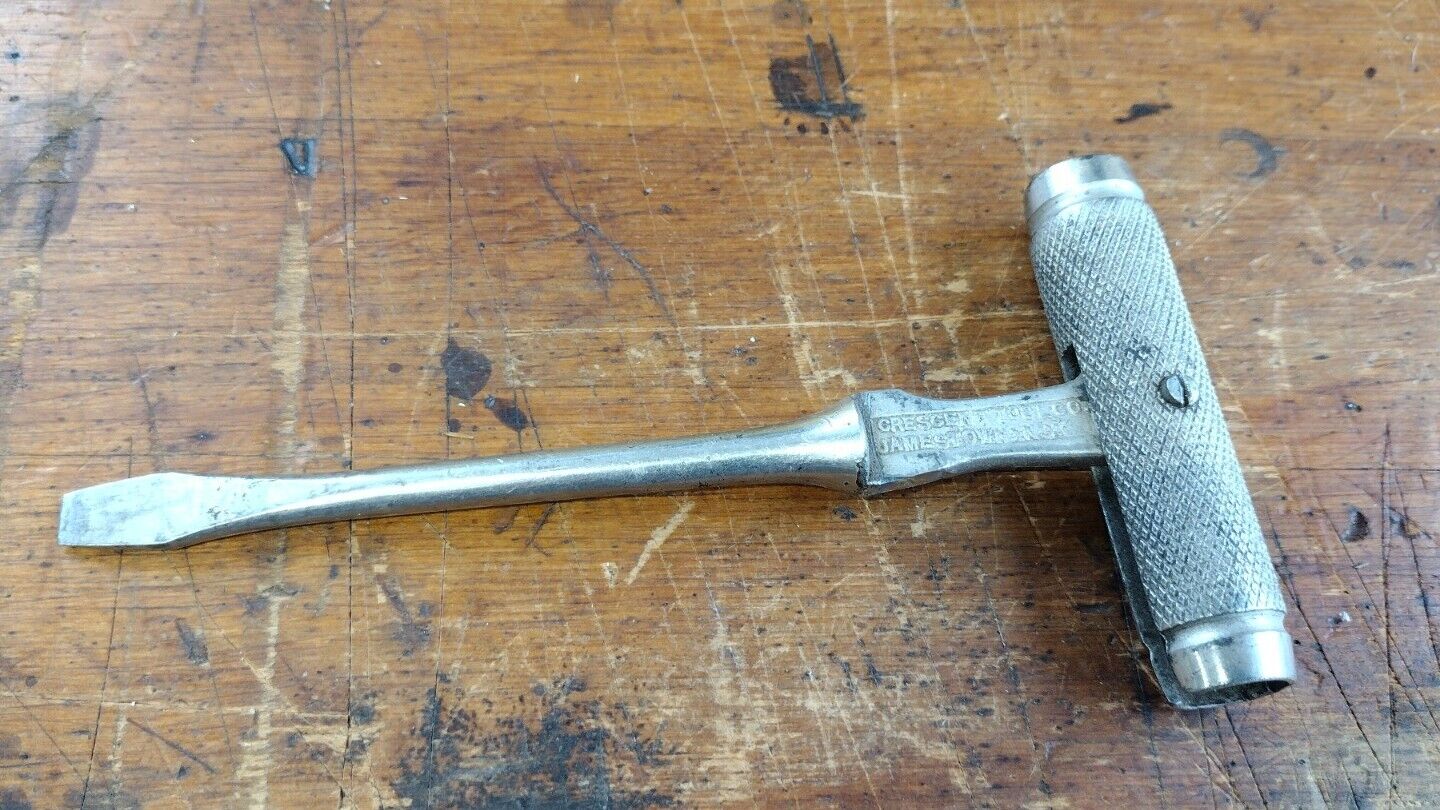 RARE Vintage Crescent 5 IN  T-Handle Folding Screwdriver Hammer Jamestown NY USA