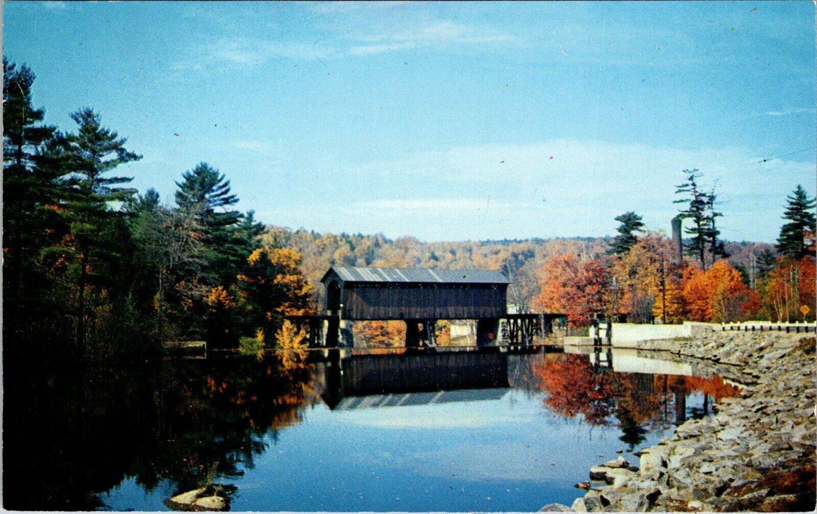 Monadnock Region Covered Bridge Bennington New Hampshire Postcard
