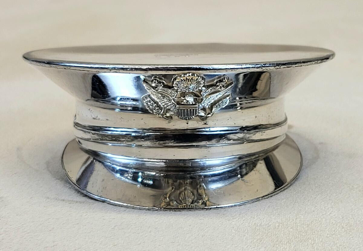 RARE 1960s Corcoran Fine Arts Army Officer Cap Silverplated Paperweight Ashtray