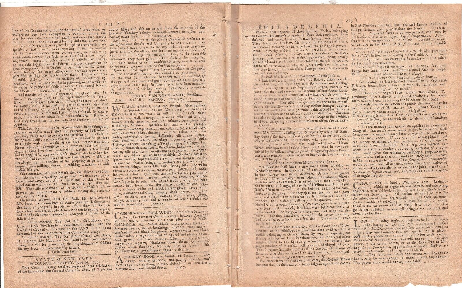 June 12, 1777 Pennsylvania Evening Post Newspaper Revolutionary War Era