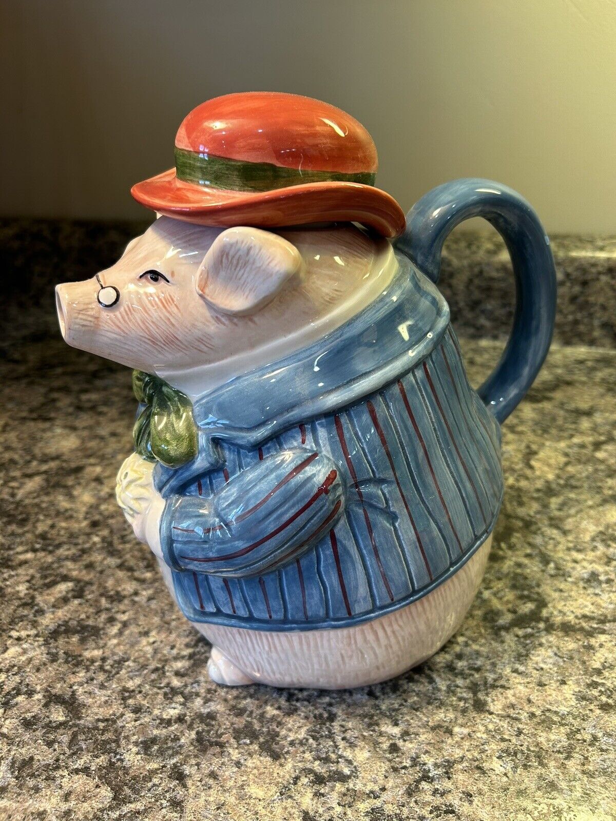Vintage Fitz and Floyd Pig Teapot 1987 1 1/2 Quart, VGC