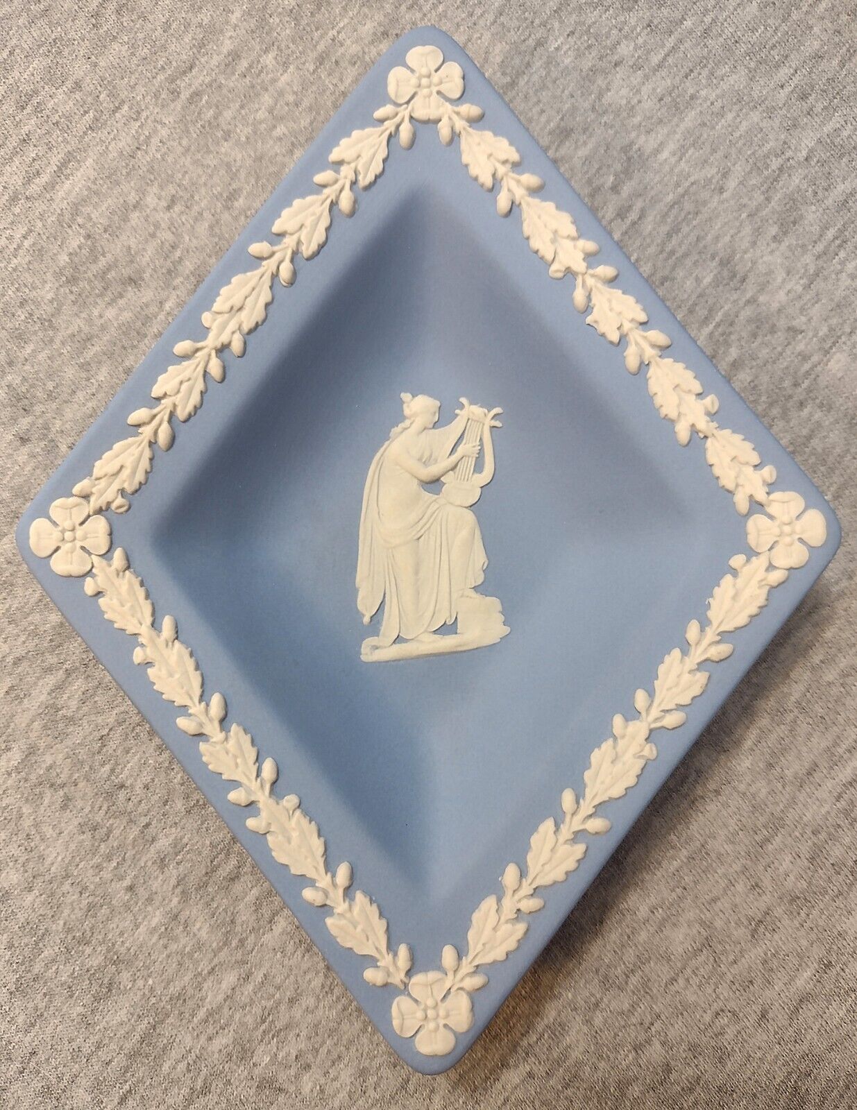 Vintage Wedgwood Diamond-Shaped Baby Blue Jasperware Trinket Dish