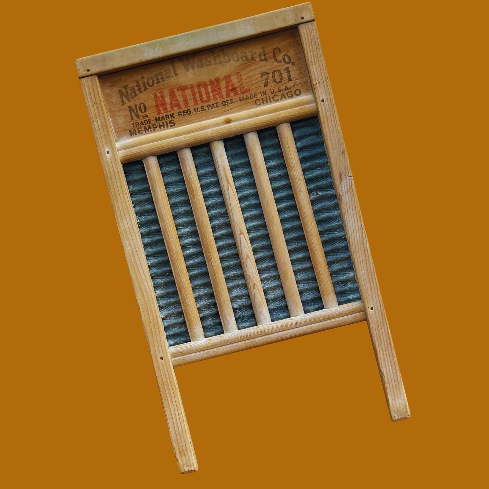 Vintage Washboard National #701 Primitive Rustic Galvanized Wall Hanging Laundry