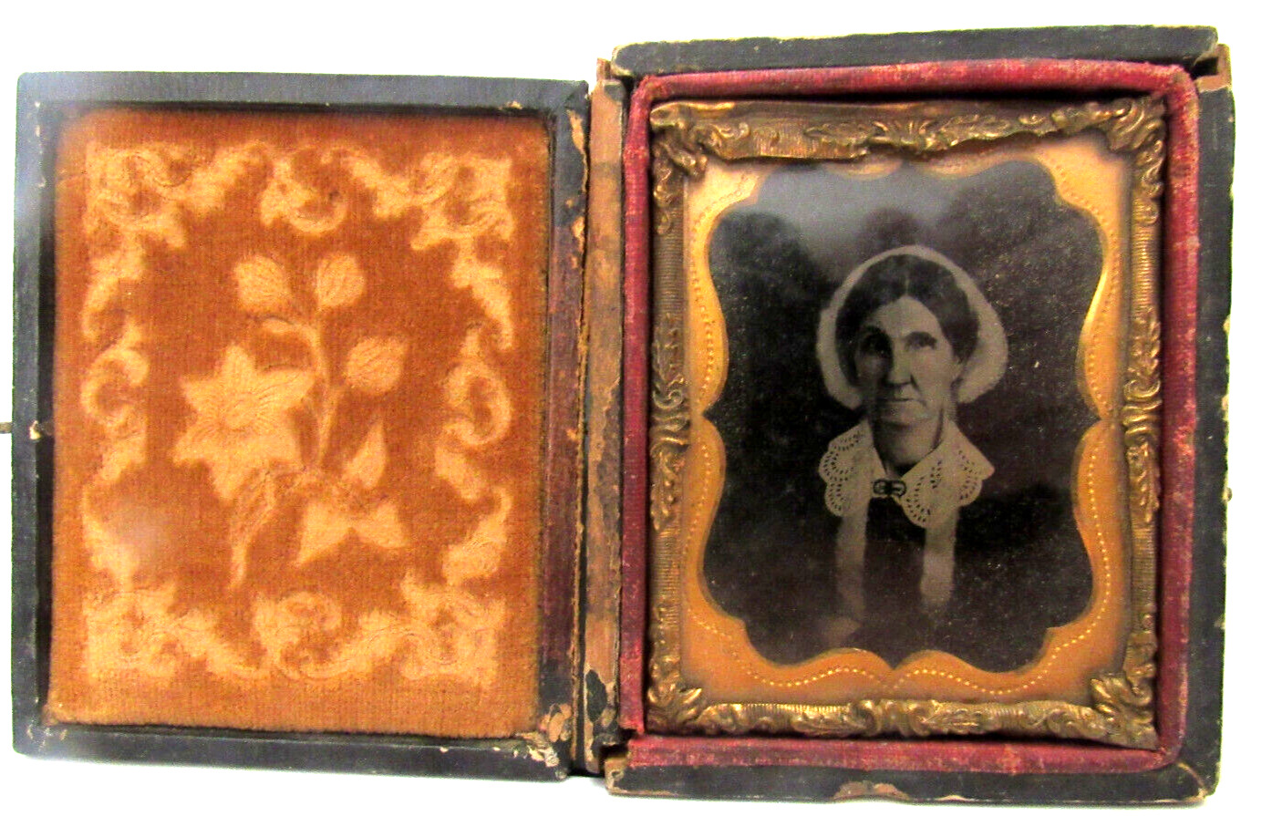 Sharp 1/6th Size Daguerreotype of older lady in full case 2 1/2\