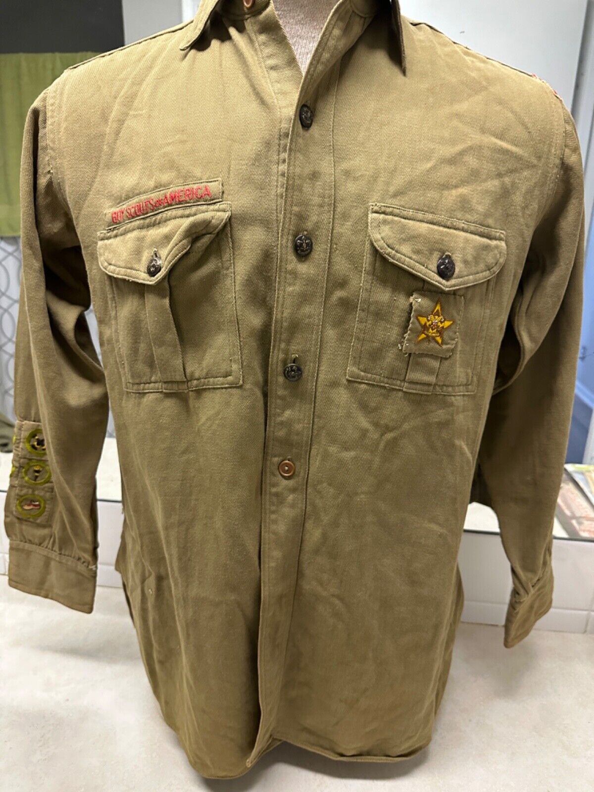 1930\'s Sweet Orr Boy Scout Uniform Shirt W/Berkeley TRS & NO BSA Patrol