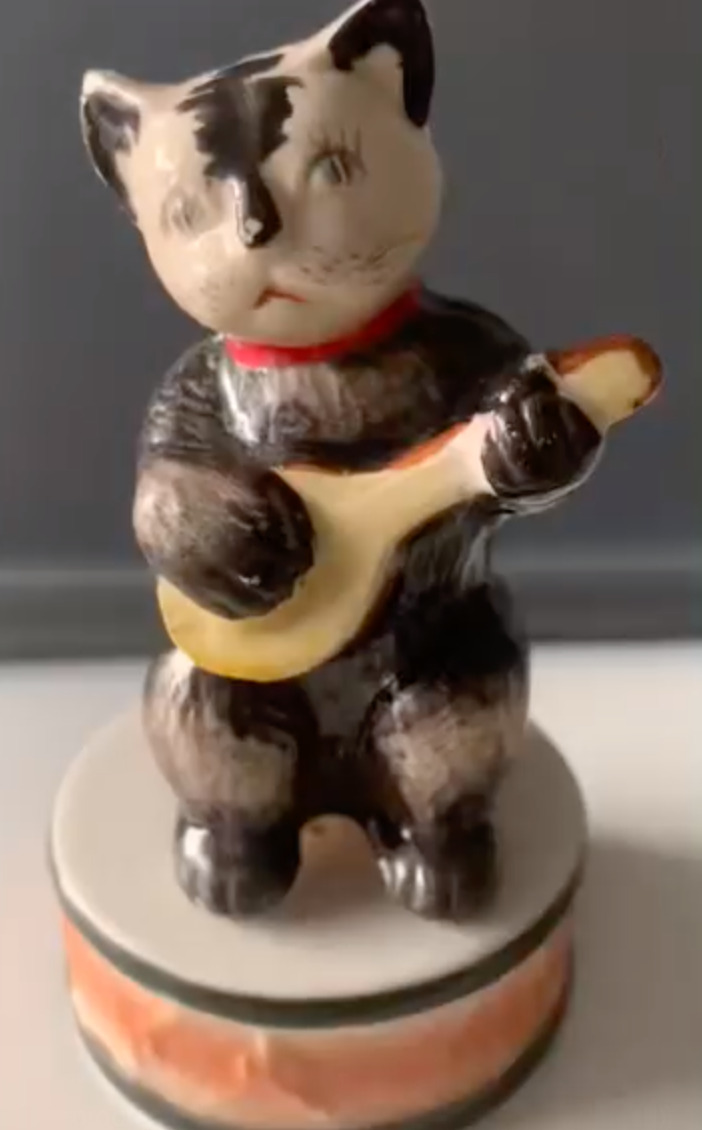 Vintage PY Japan, Somber Musician Cat w/ Drum, Salt and Pepper Set,  Mid-Century