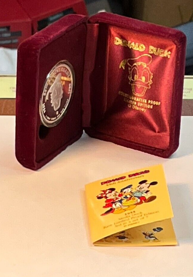 1989 Donald Duck 55th Anniversary Disney 1 oz Proof Silver Round w/BOX + COA