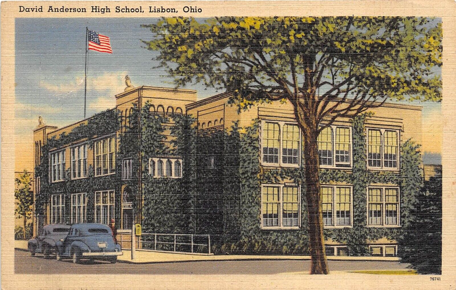 Lisbon Ohio 1952 Postcard David Anderson High School 