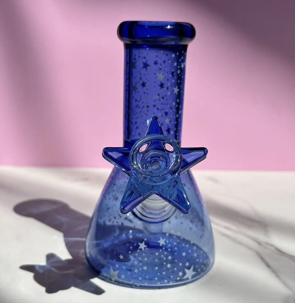Mini Blue Star Bong Hookah Handcraft Glass Bongs Water Pipe Glass Bowl