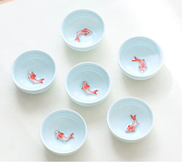 6pcs Celadon China Tea  Cup Set kung Fu Travel Tea Bowl Porcelain Teacup Set