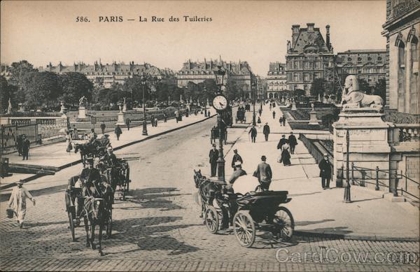France Paris-Tuileries Street ELD Postcard Vintage Post Card