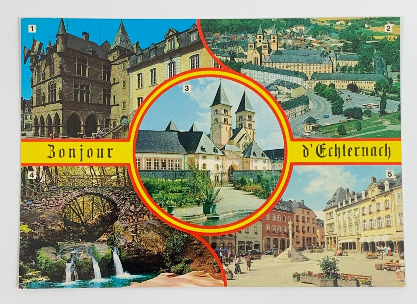 Hello from Erchternach Luxembourg Multiview Postcard Unposted