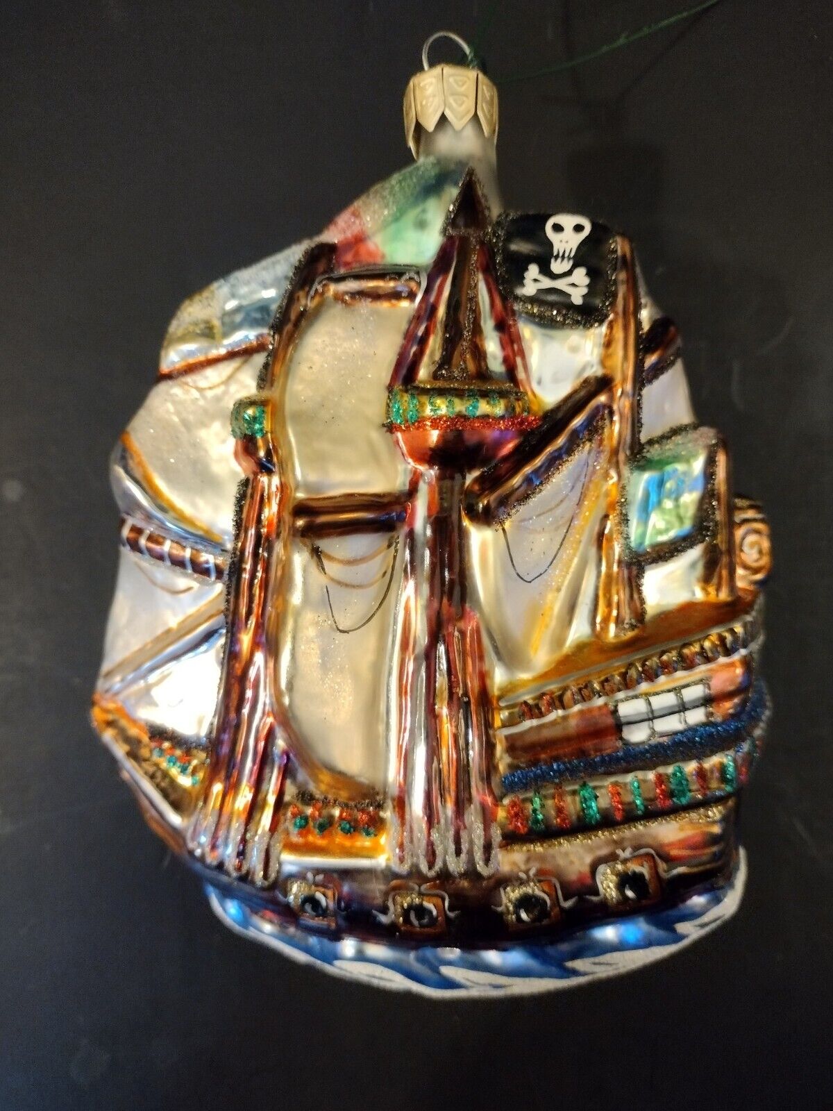 Vintage Mercury Glass Pirate Ship Old World Christmas Tree Ornament 🌲