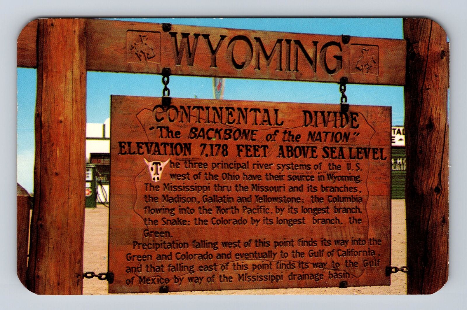 WY-Wyoming, Continental Divide Sign, Backbone Of The Nation, Vintage Postcard