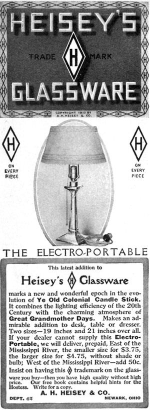 Heisey Glassware Crystal Electro Portable Lamp 1914 Original Magazine Print Ad