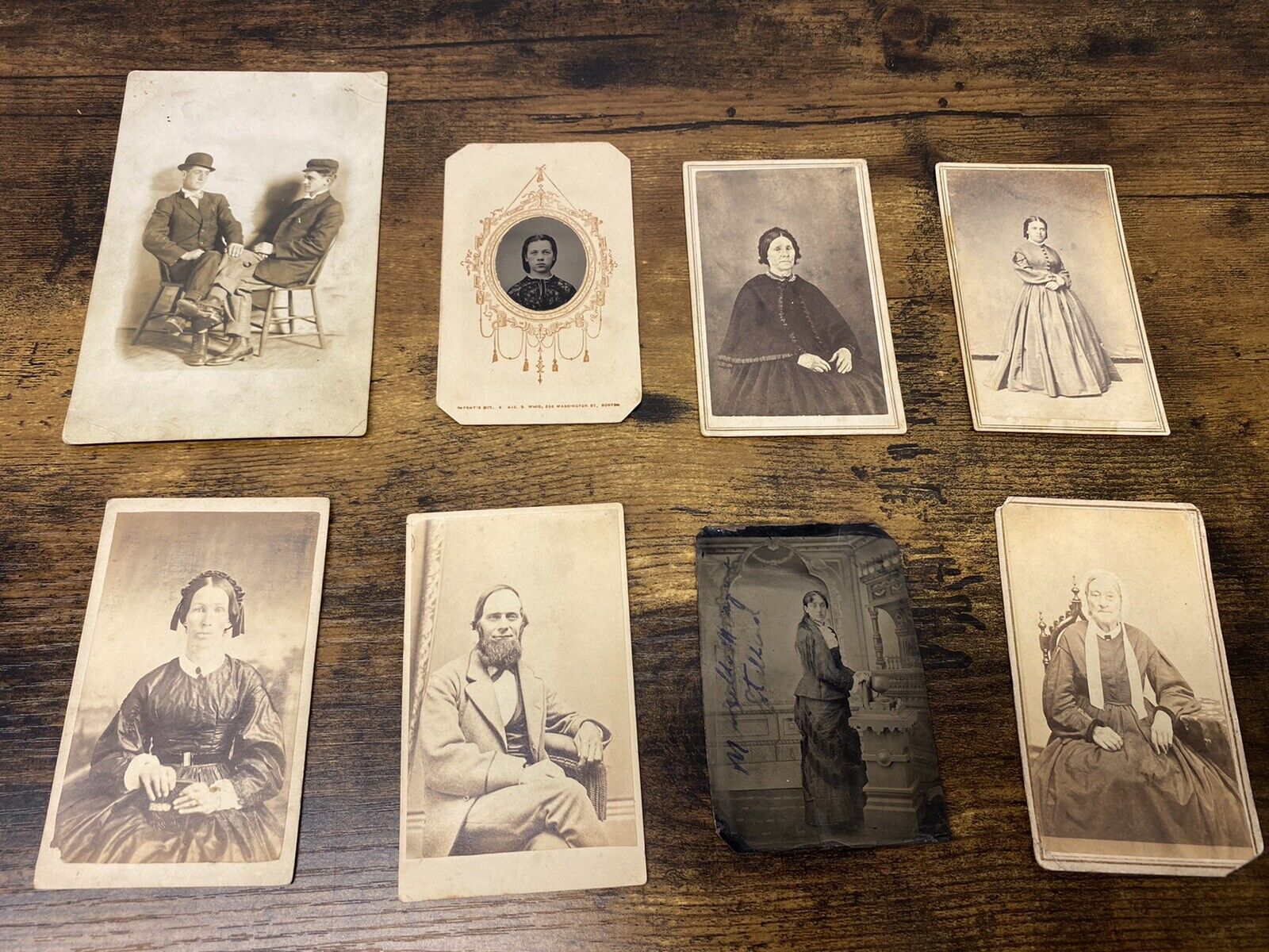 Victorian Civil War Era CDV And Tin Type Pictures Postcards Lot Of 8