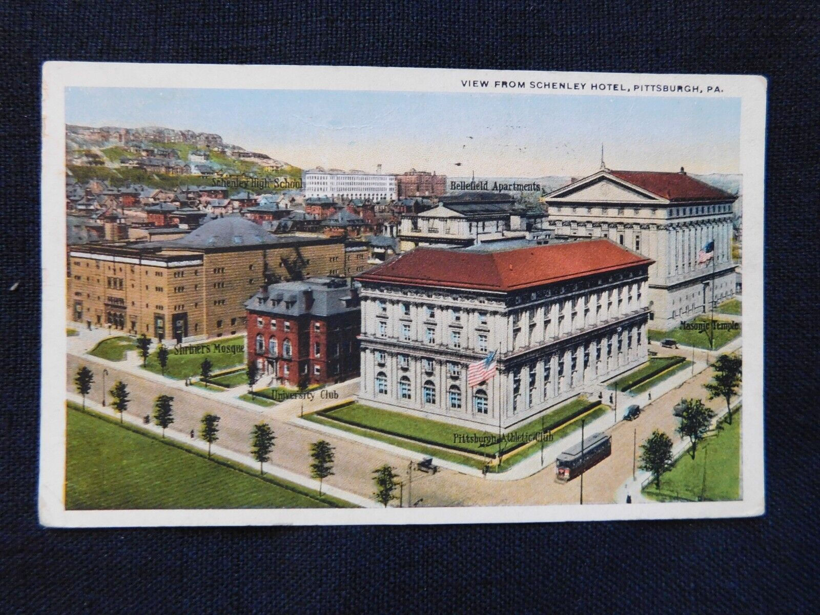 Antique PreLinen Postcard~ Pittsburgh Pennsylvania View from Schenley Hotel