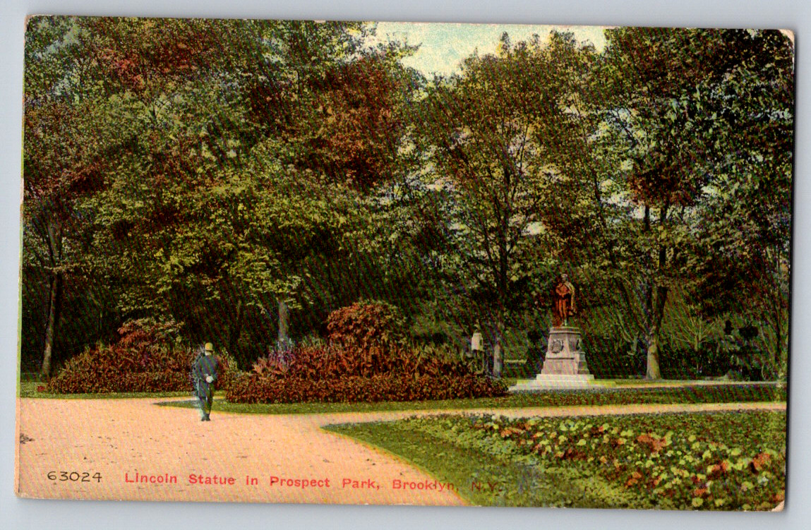 Postcard Lincoln Statue in Prospect Park Brooklyn NY 1910