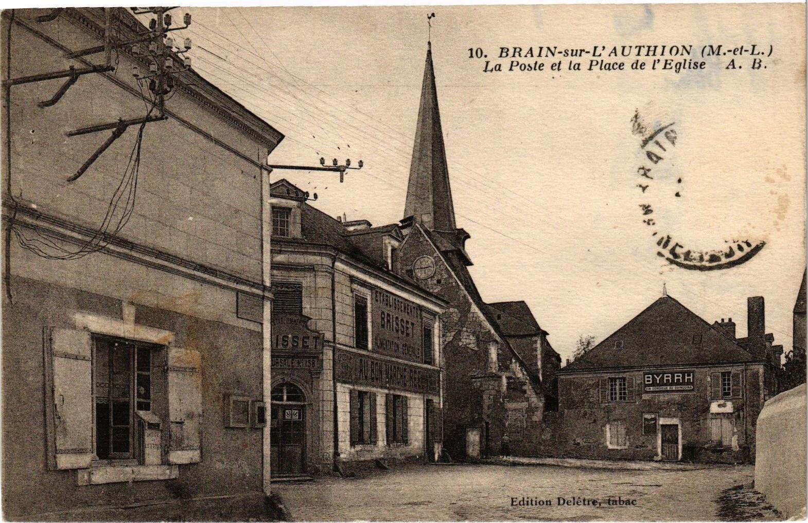 CPA BRAIN sur l\'AUTHION-La Poste et la Place de l\'Église (189999)